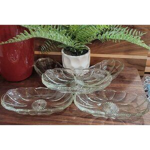 Vintage Anchor Hocking Fountain Ware Heavy Glass Banana Split Dishes, Set of 5